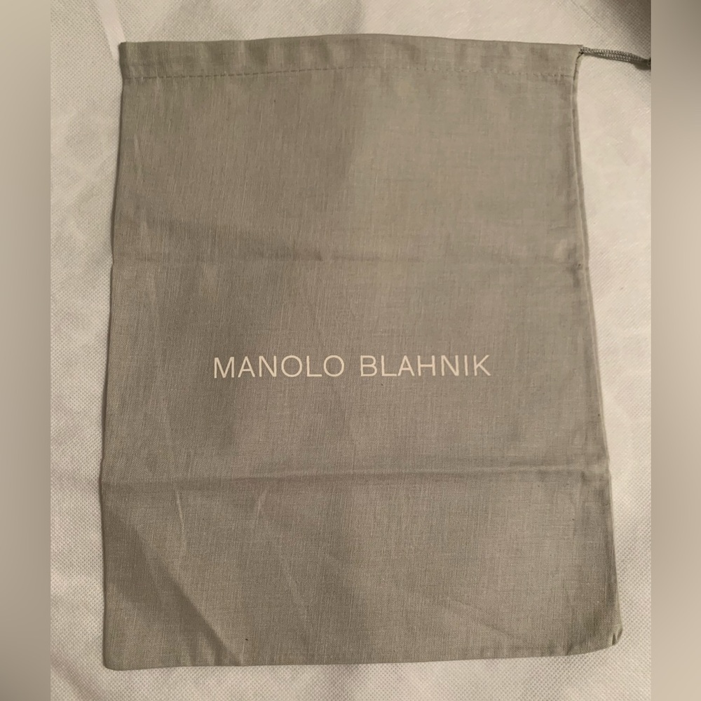 MANOLO BLAHNIK Gray Canvas Dustbag Shoe Storage Drawstring Bag